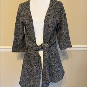 Anthropologie Gray Open Front Cardigan with Belt XS